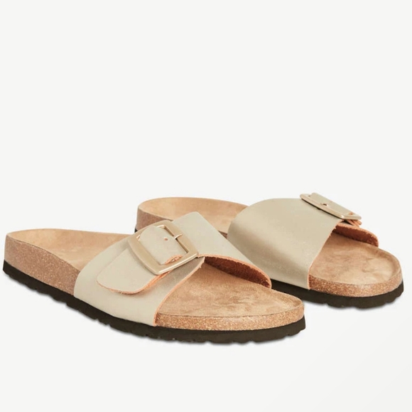 Joe Fresh Gold Big Buckle Slides Sz 6 - Picture 9 of 11